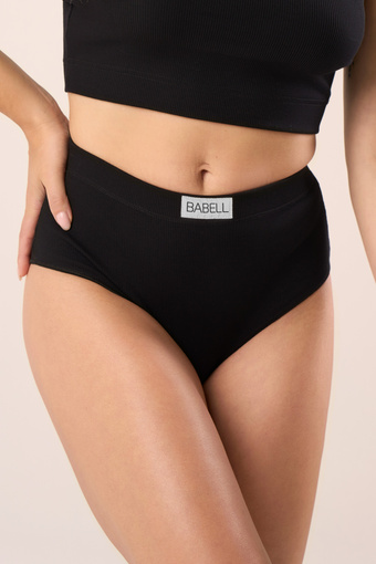 Figi z prążkowanej bawełny w kolorze black