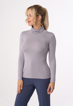 BEVERLY - Langarm-Rollkragenbluse in Silber