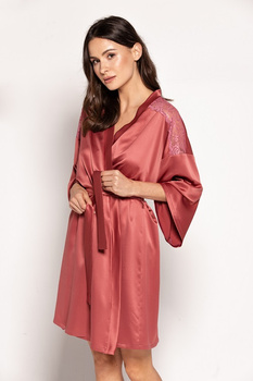 LILLY - Bademantel aus Satin in altrosa