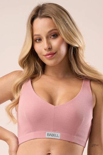 Biustonosz z prążkowanej bawełny w kolorze vintage petal