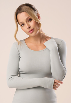 Bluzka z prążkowanej bawełny w kolorze eucalyptus