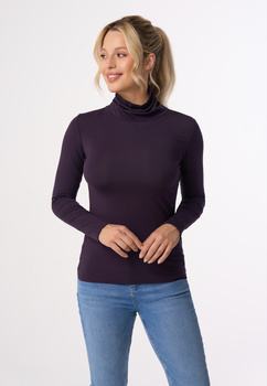 BEVERLY - long sleeve turtleneck blouse in plum color