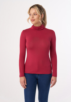 BEVERLY - long sleeve turtleneck blouse in burgundy color