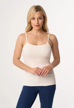 MAXINE - ribbed cotton top in ecru color