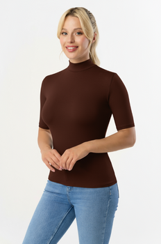 LAYLA - short sleeve half turtleneck in brown color