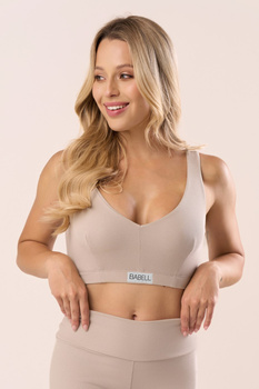 Biustonosz z prążkowanej bawełny w kolorze soft taupe