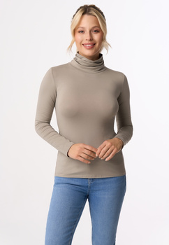 BEVERLY - long sleeve turtleneck blouse in light olive color