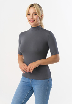 LAYLA - short sleeve half-golf in steel color