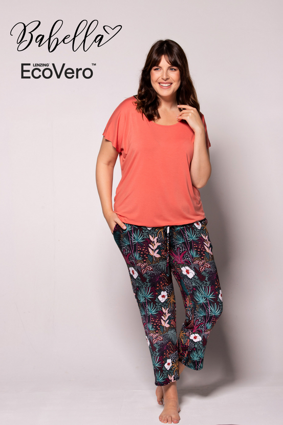 RIO - długa piżama z motywem tropikalnym