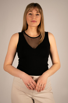 MARIAH - top z tiulowym detalem w kolorze czarnym