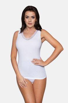 EWELINA - cotton undershirt with lace in white
