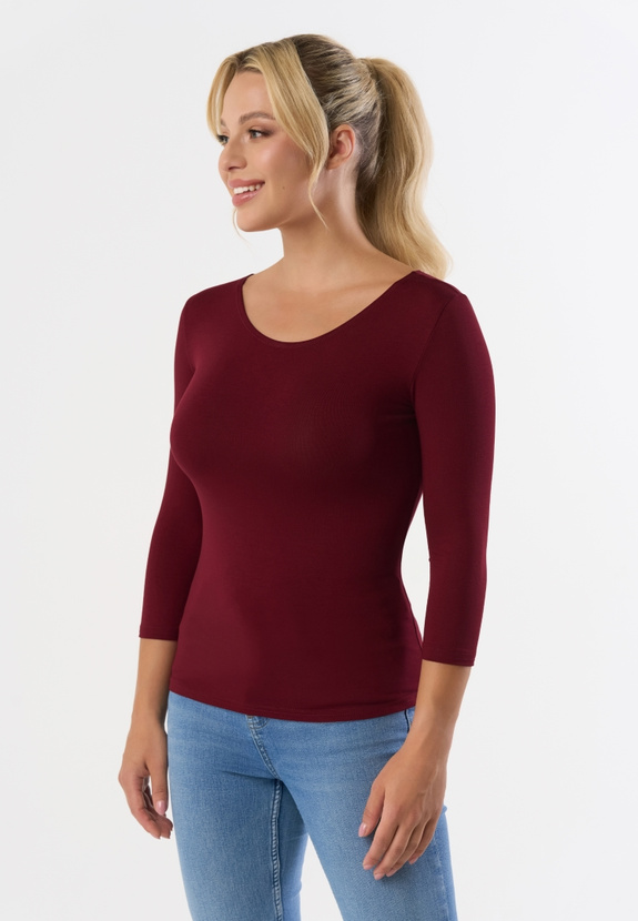 MANATI 3/4 - 3/4 sleeve blouse in burgundy color