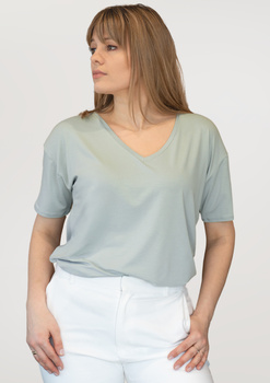 PATTY - lockeres T-Shirt mit V-Ausschnitt in der Farbe mint
