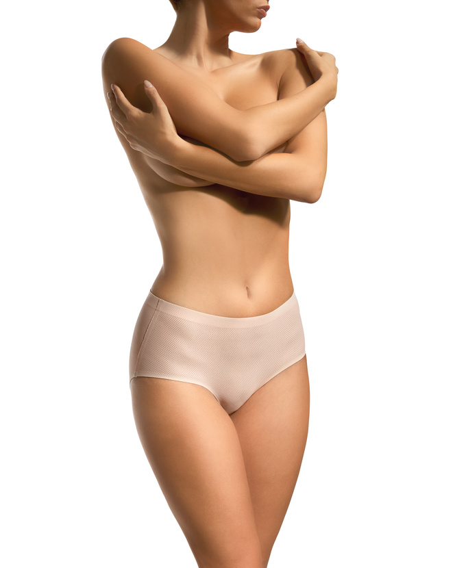 Bezszwowe majtki damskie z podwyższonym stanem BBL 2004 kolor beżowy