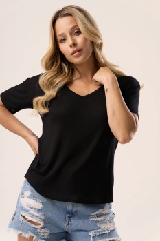SERINA - lekka bluzka z wiskozy w kolorze czarnym