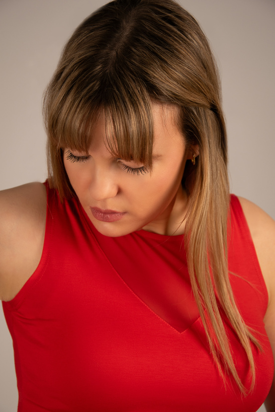 MARIAH - top z tiulowym detalem w kolorze czerwonym