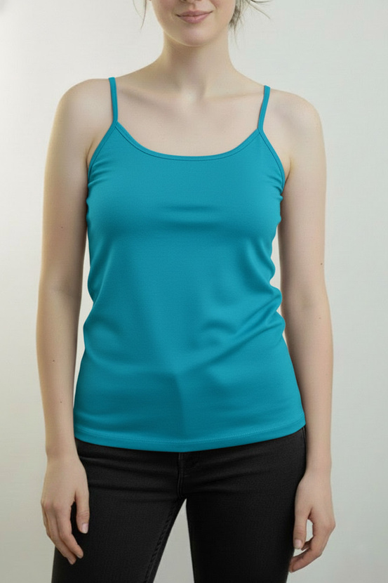 MACADI - viscose top with thin straps in lagoon color