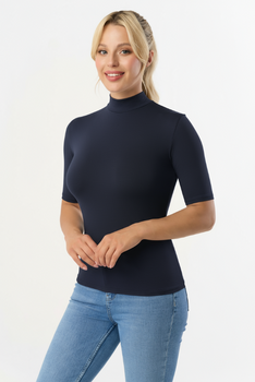 LAYLA - short sleeve half-golf in navy blue color