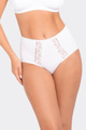 Bawełniane majtki z wysokim stanem oraz koronkowym detalem w kolorze białym (199)