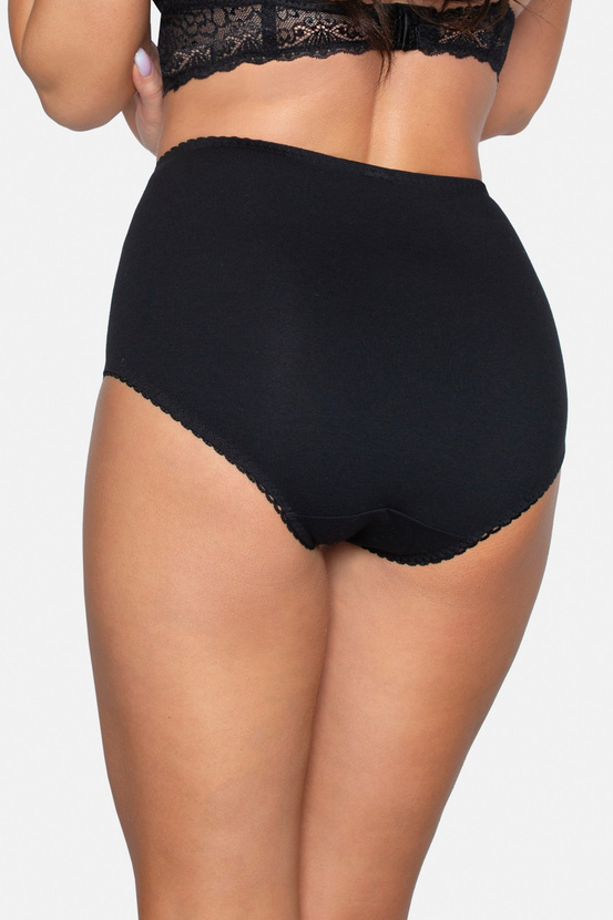 Wyszczuplające majtki z wysokim stanem oraz koronkową wstawką w kolorze czarnym (185)