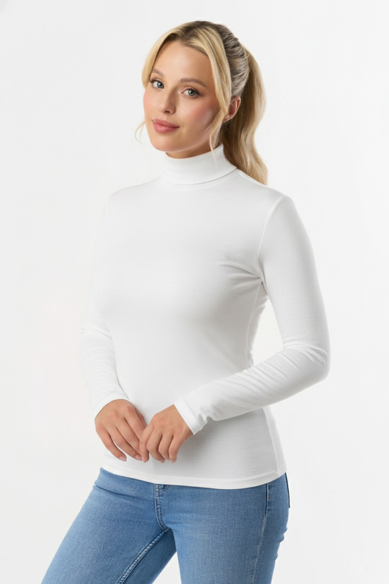 RESTA - long sleeve half turtleneck in white