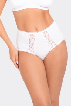 Bawełniane majtki z wysokim stanem oraz koronkowym detalem w kolorze białym (199)