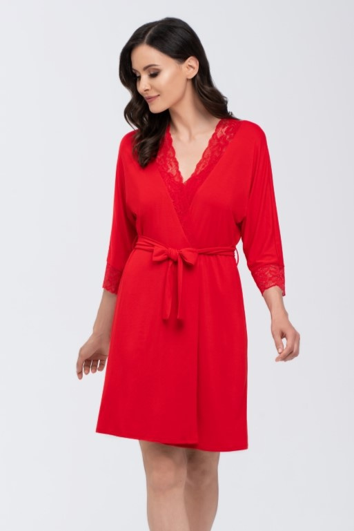 ARLENA - robe with lace detail in red
