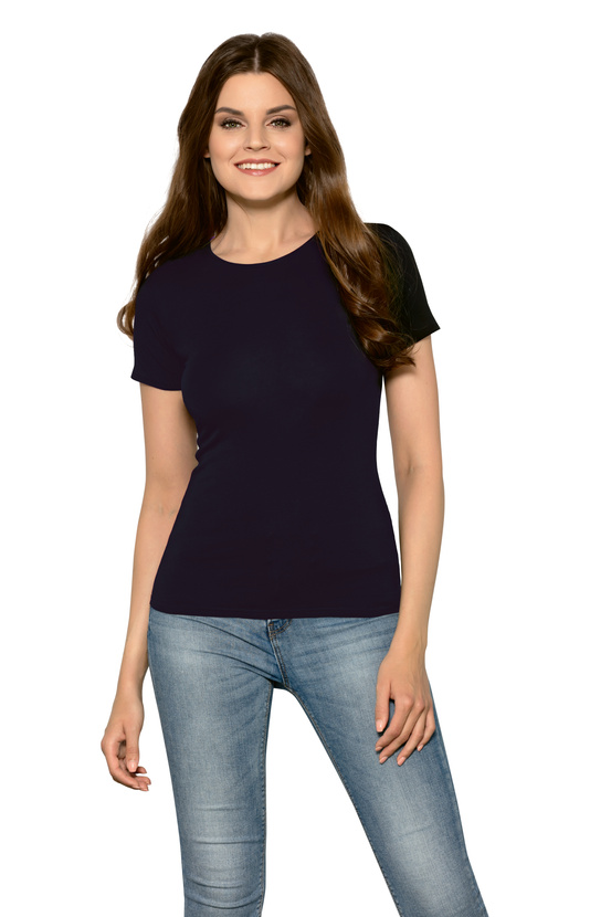 CLAUDIA - short sleeve blouse in navy blue color