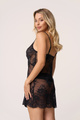 Koronkowa koszula nocna na ramiączkach oraz majtki NIGHT WHISPER w kolorze czarnym