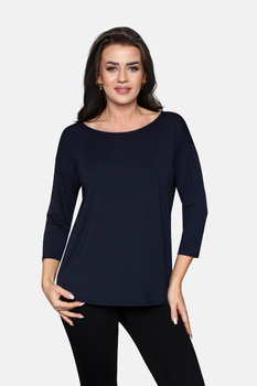 CAMILLE - loose blouse with 3/4 sleeves in navy blue color