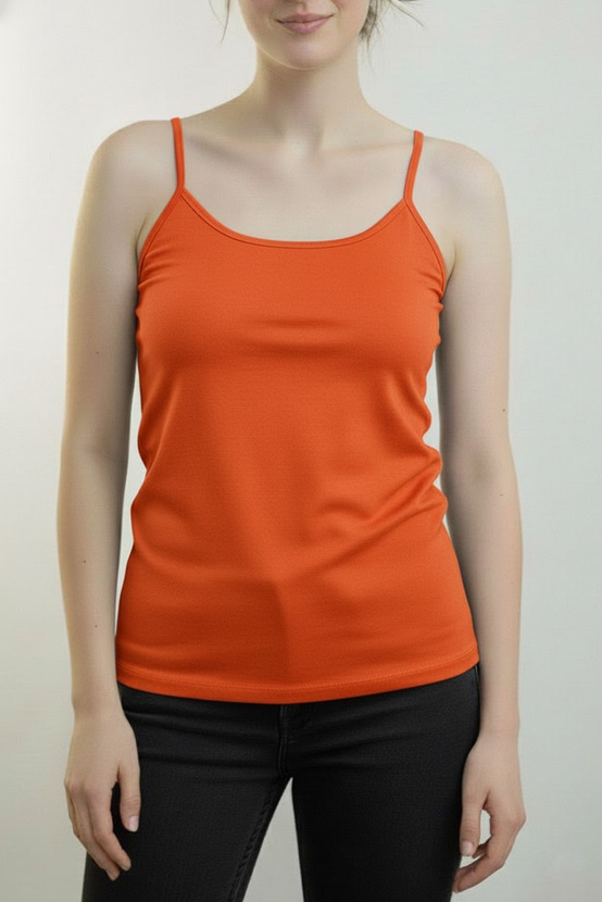 MACADI - viscose top with thin straps in orange color