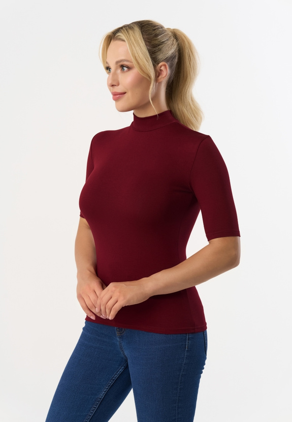 LAYLA - short sleeve half turtleneck in burgundy color