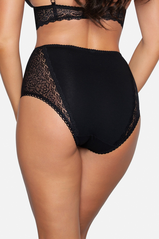 Bawełniane majtki z wysokim stanem w kolorze czarnym (184)