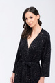 KOI - bathrobe in black and a delicate floral motif 
