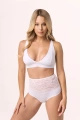 216 - białe majtki modelujące z wysokim stanem i koronkowym pasem