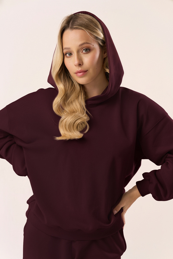 Bluza dresowa z kapturem w kolorze wine berry