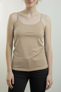 MACADI - wiskozowy top na cienkich ramiączkach w kolorze light beige