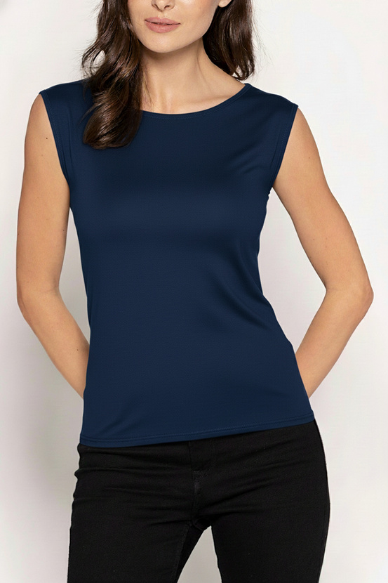 INDI - breitschultrige Bluse in Marineblau