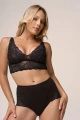 217 - czarne majtki modelujące z wysokim stanem i koronkowym akcentem