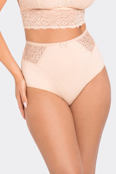 Majtki z wysokim stanem o klasycznym kroju w kolorze beżowym (054)