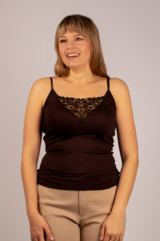 COCO - koszulka na cienkich ramiączkach z koronką przy dekolcie