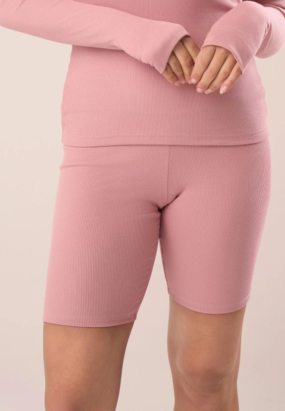 Kolarki z prążkowanej bawełny w kolorze antycznego różu