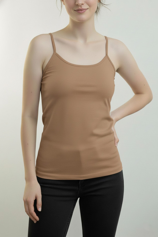 MACADI - viscose top with thin straps in beige color