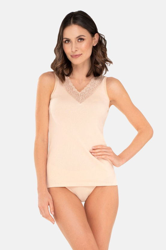 Podkoszulka damska na szerokich ramiączkach ANTONINA kolor beżowy