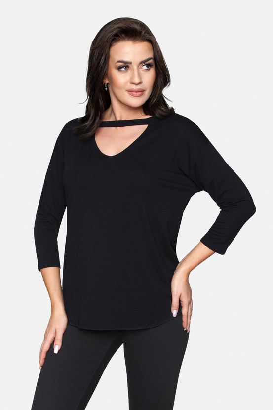 ALEXA - Bluse mit Ausschnitt in Schwarz