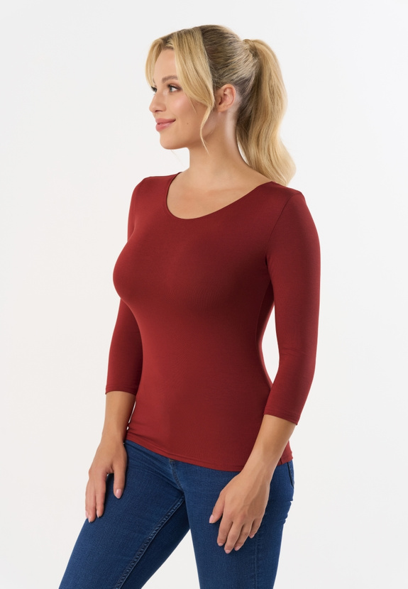 MANATI 3/4 - Bluse mit 3/4 Ärmeln in marsala Farbe