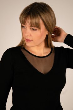 GINGER - bluzka z tiulowym detalem w kolorze czarnym