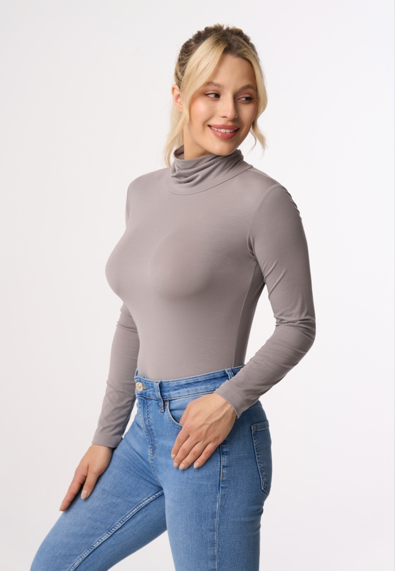 BEVERLY - long sleeve turtleneck blouse in grey