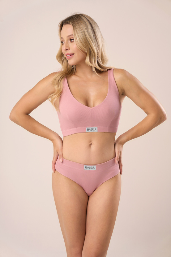 Brazyliany z prążkowanej bawełny w kolorze vintage petal