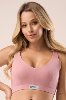 Biustonosz z prążkowanej bawełny w kolorze vintage petal